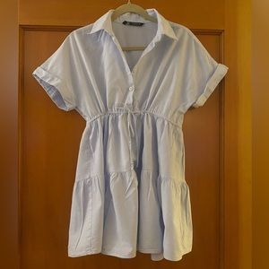 Zara Tiered Poplin Mini Dress